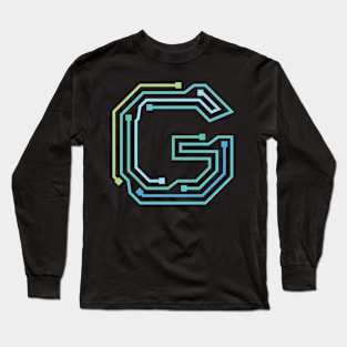 Alphabet G Circuit Typography Design Long Sleeve T-Shirt